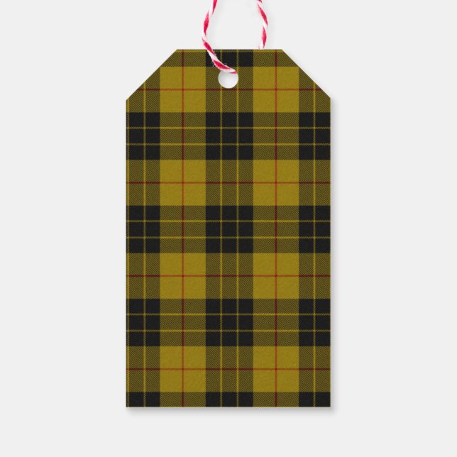 Étiquettes-cadeau Plaque noire jaune tartan MacLeod (Dos)