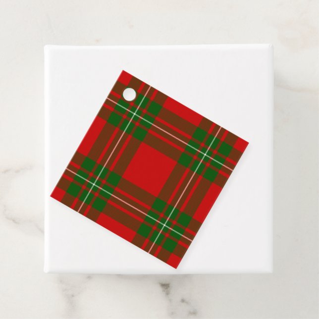 Étiquettes Cadeau Plaque vert rouge de tartan MacGregor (En situation)