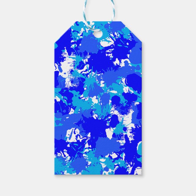 Étiquettes-cadeau Plat de peinture bleu (Devant)