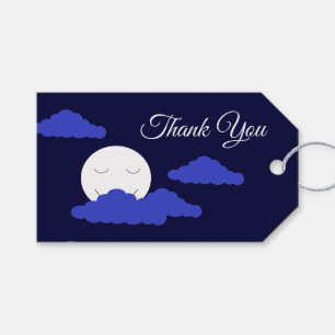Étiquettes-cadeau Pleine lune souriante avec nuages