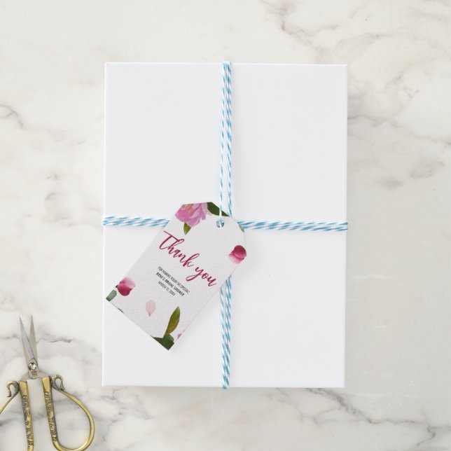 Étiquettes-cadeau Pluie de Fleurs pour Mariage (Avec de laficelle)