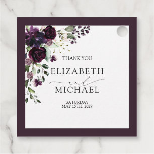 Étiquettes Cadeau Plum violet mauve Floral Aquarelle Script Mariage