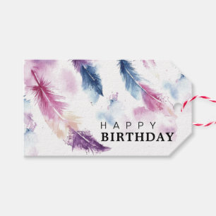 Étiquettes-cadeau Plumes d'aquarelle