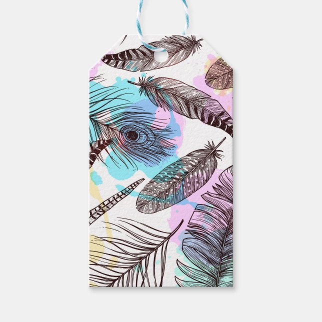 Étiquettes-cadeau Plumes de paquetage (Devant)