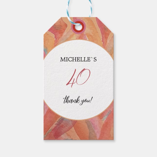 Étiquettes-cadeau Plumes florales artistiques Aquarelle pastel (Devant)