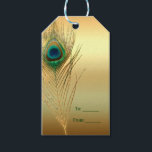 Étiquettes-cadeau Plumes Peacock Or Exotic Boho Chic Personnalisé Fa<br><div class="desc">Peacock Feather Gold Exotic Boho Chic Custom Favor Gift Tag. Customisez cependant.Objets correspondants disponibles.</div>