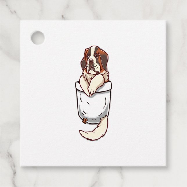 Étiquettes Cadeau Pocket St Bernard Puppy (Devant)