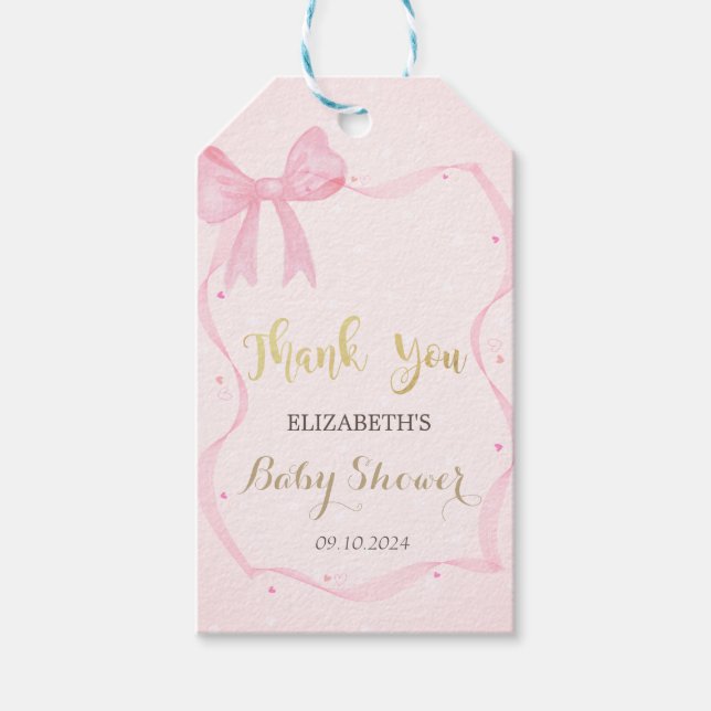 Étiquettes-cadeau Poignée à la main Bow Elegant Frame Dots (Devant)