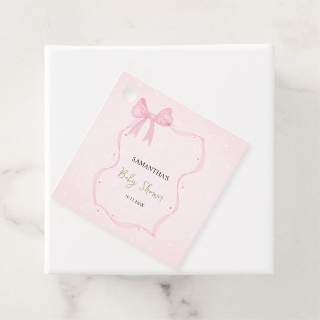 Étiquettes Cadeau Poignée à la main Bow Elegant Frame Dots (En situation)