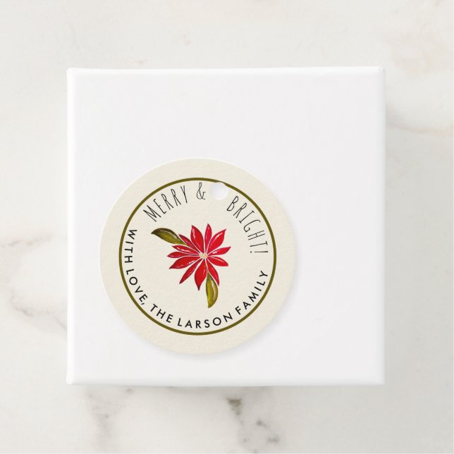 Étiquettes Cadeau Poinsettia classique Simple mignonne Noël moderne (En situation)