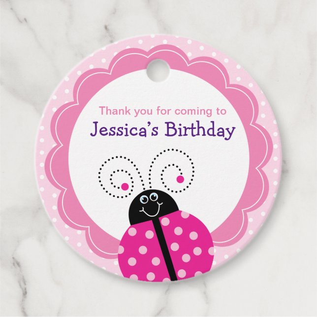 Étiquettes Cadeau Point Polka Ladybug (Devant)