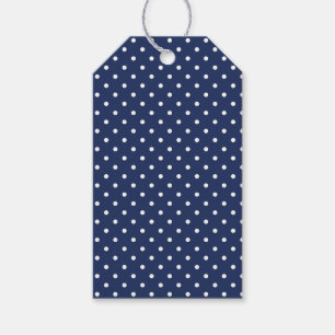 Étiquettes-cadeau Points classiques blanc - bleu marine