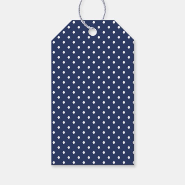 Étiquettes-cadeau Points classiques blanc - bleu marine (Devant)