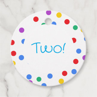Étiquettes Cadeau Points Confetti colorés Enfants 2e anniversaire