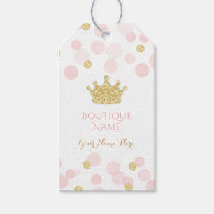 Étiquettes-cadeau Points Confetti Parties scintillant or rose prince