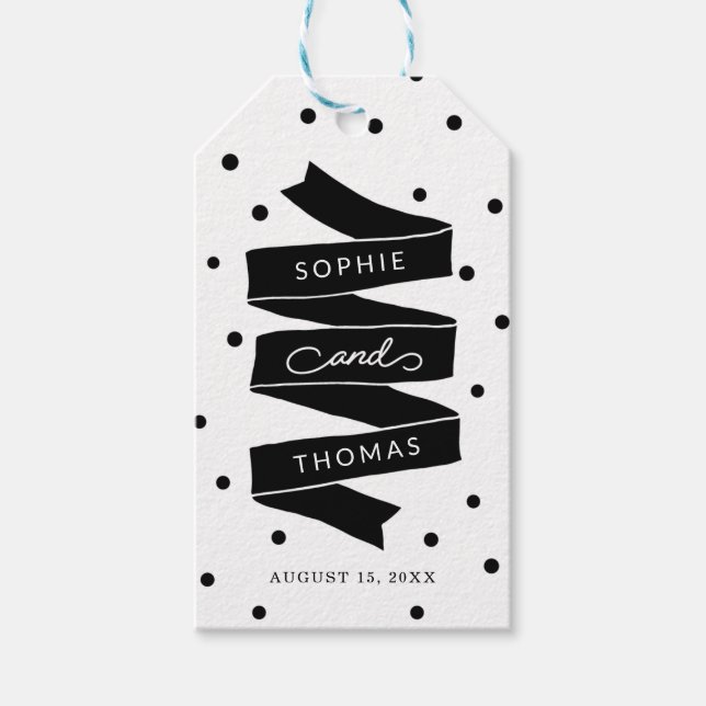 Étiquettes-cadeau Points et mariage au ruban Favoriser (Devant)