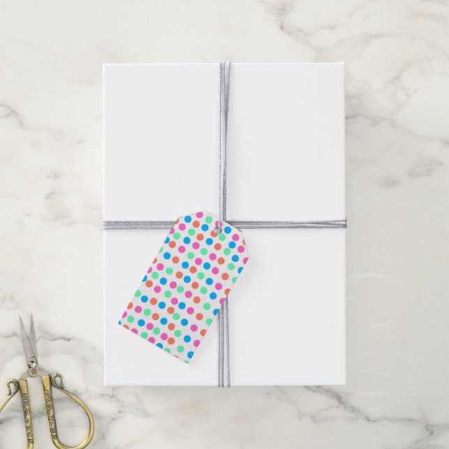 Étiquettes-cadeau Points Pastel Printemps (Avec de la ficelle)
