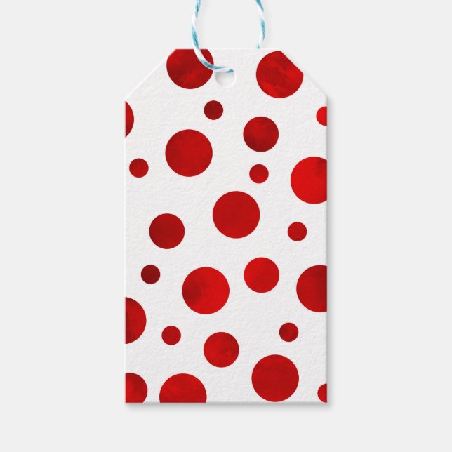 Étiquettes-cadeau Pois d'aquarelle rouge (Devant)