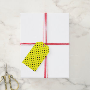 Étiquettes-cadeau Pois jaune noir