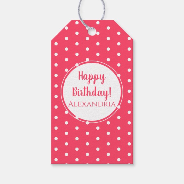 Étiquettes-cadeau Pois moderne Joyeux anniversaire (Devant)