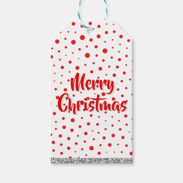 Étiquettes-cadeau Pois modernes élégants - Rouge - Personnaliser BG (Devant)