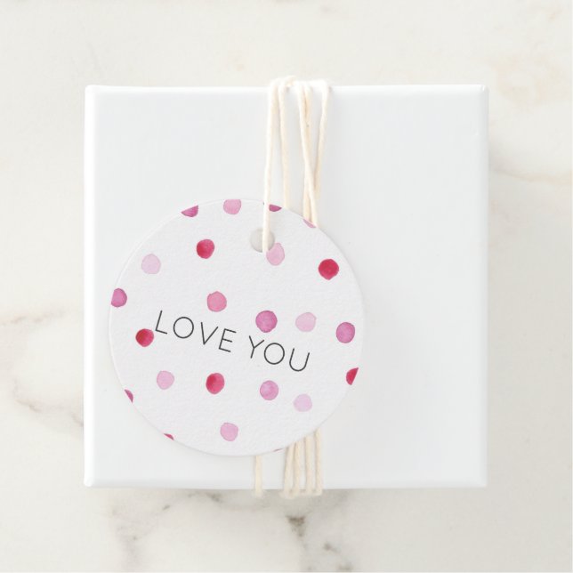 Étiquettes Cadeau Pois roses VOUS AIME Sweet Valentine Fun Cadeau (En situation)