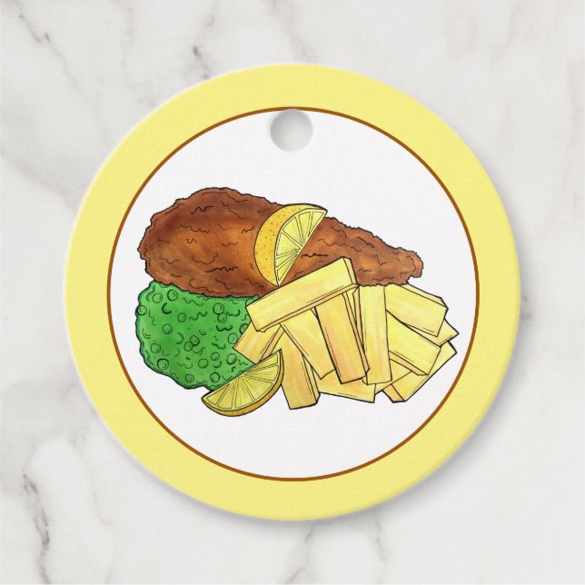 Étiquettes Cadeau Poisson et chips Pois British Pub Restaurant Resta (Devant)