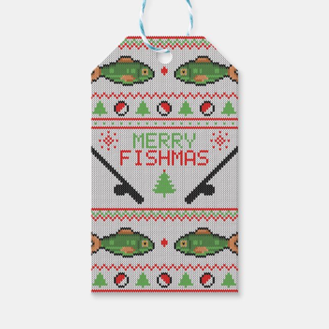 Étiquettes-cadeau Poisson laide de Noël (Devant)