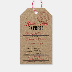 Étiquettes-cadeau Pôle Nord Express Santa Claus Kraft Tags cadeaux