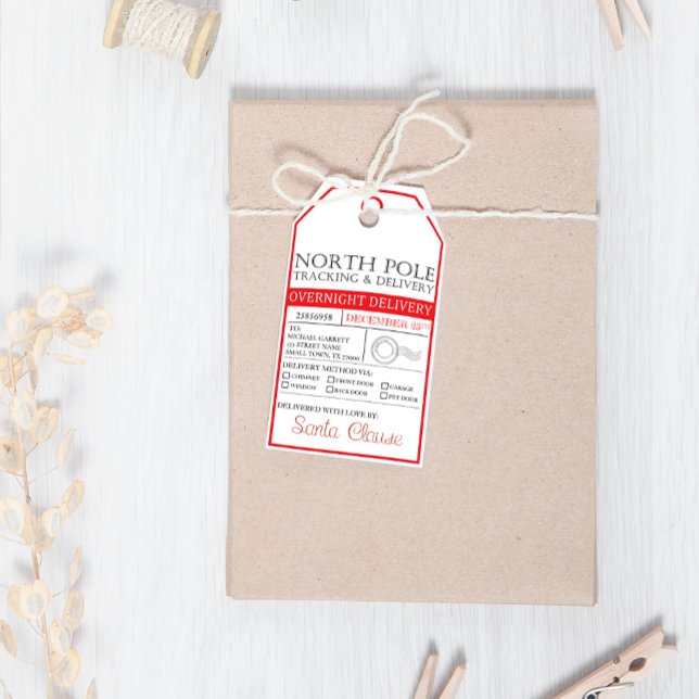 Étiquettes-cadeau Pôle Nord Livraison du Père Noël Noël (Créateur téléchargé)
