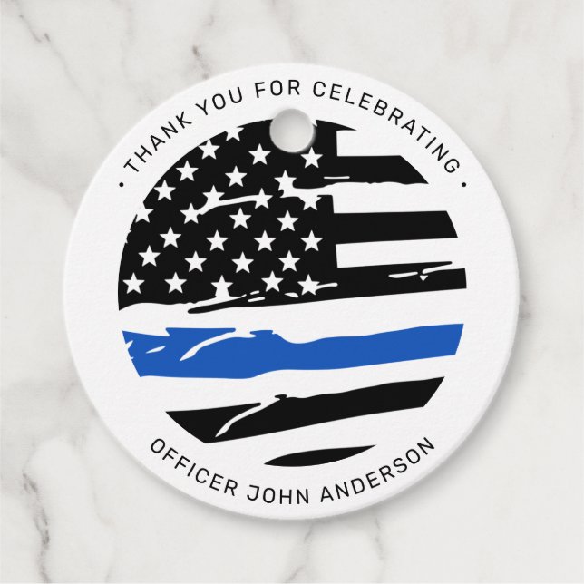 Étiquettes Cadeau Police Officer Party Thin Blue Line Thank You (Devant)
