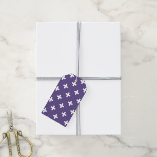 Étiquettes-cadeau Polka blanche croise sur ultra violet
