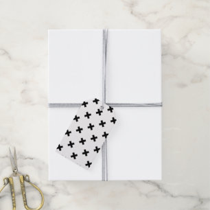 Étiquettes-cadeau Polka noire croise sur blanc