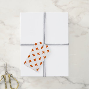 Étiquettes-cadeau Polka orange croise sur blanc