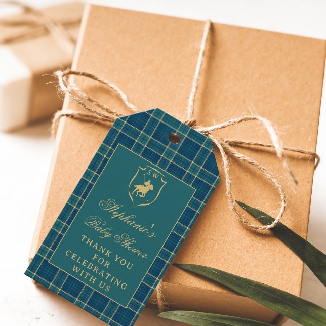 Étiquettes-cadeau Polo vert classique Baby shower équestre (Créateur téléchargé)