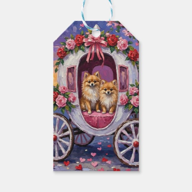 Étiquettes-cadeau Pomeranian Dog Valentine's Day  (Devant)