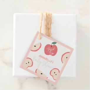 Étiquettes Cadeau Pomme de mon Baby shower de fille rose de l'oeil