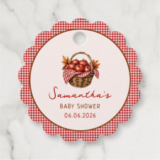 Étiquettes Cadeau Pomme De Nos Yeux Bébé Pleut Shower à carreaux rou
