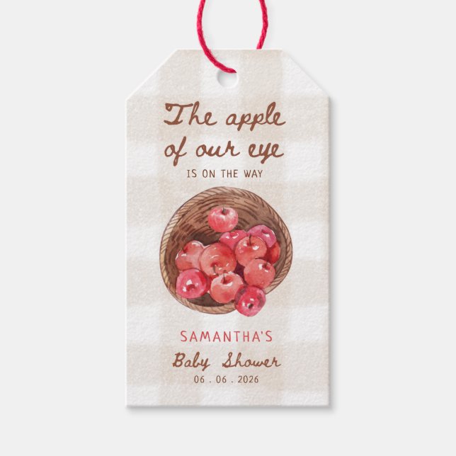 Étiquettes-cadeau pomme de nos yeux douche de bébé  (Devant)