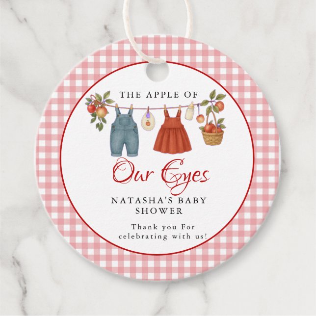 Étiquettes Cadeau Pomme de nos yeux Fruit baby shower d'automne merc (Devant)
