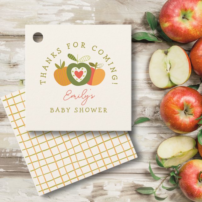 Étiquettes Cadeau Pomme de notre Baby shower de chute des yeux Merci (Créateur téléchargé)