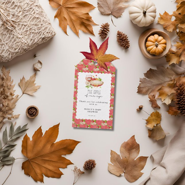 Étiquettes-cadeau Pomme de notre Baby shower oculaire (Apple of Our Eye Baby Shower Favor/Gift Tag)