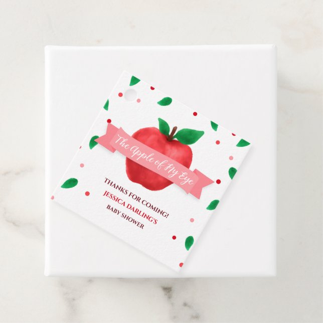 Étiquettes Cadeau Pomme thème automne de mon baby shower oculaire (En situation)