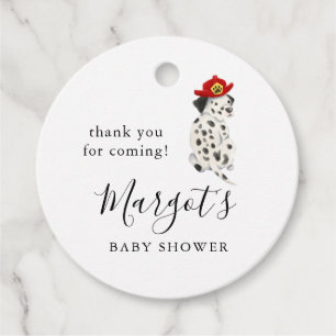 Étiquettes Cadeau Pompier Baby shower de Chien Dalmatien