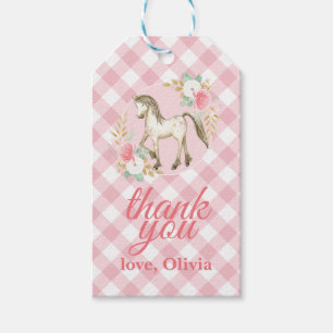 Étiquettes-cadeau Pony floral et plaid Anniversaire fête préférée ét