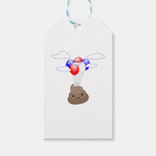 Étiquettes-cadeau Poo Emoji Voler Avec Ballons
