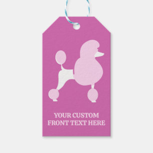 Étiquettes-cadeau Poodé rose de texte personnalisé