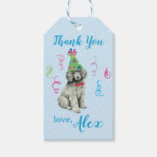 Étiquettes-cadeau Poodle de fête d'anniversaire