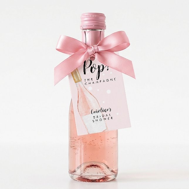 Étiquettes-cadeau Pop ! Balise Champagne Fête des mariées rose Favor (Créateur téléchargé)