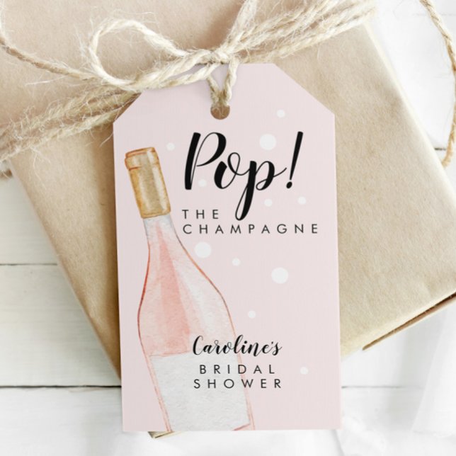 Étiquettes-cadeau Pop ! Balise Champagne Fête des mariées rose Favor (Créateur téléchargé)